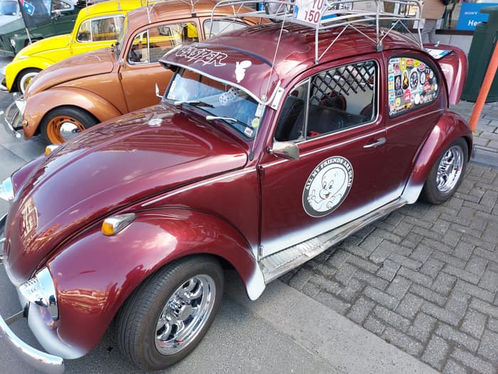 Aircooled Volkswagens parked together at Ninove.