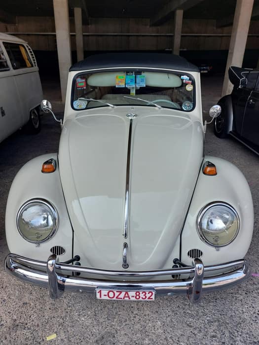 Aircooled Volkswagens parked together at Spa Francorchamps.